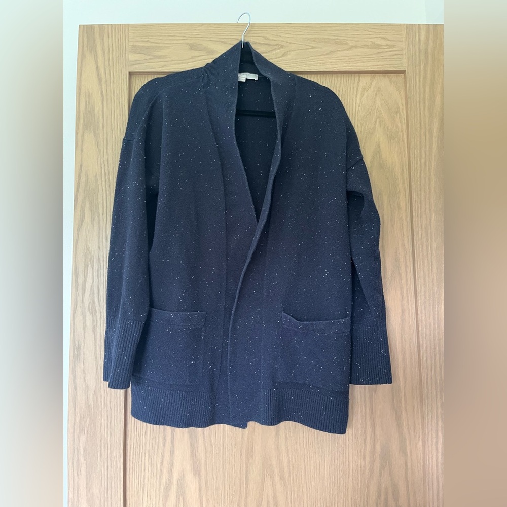 LOFT Navy & White Flecked Cardigan | Size L